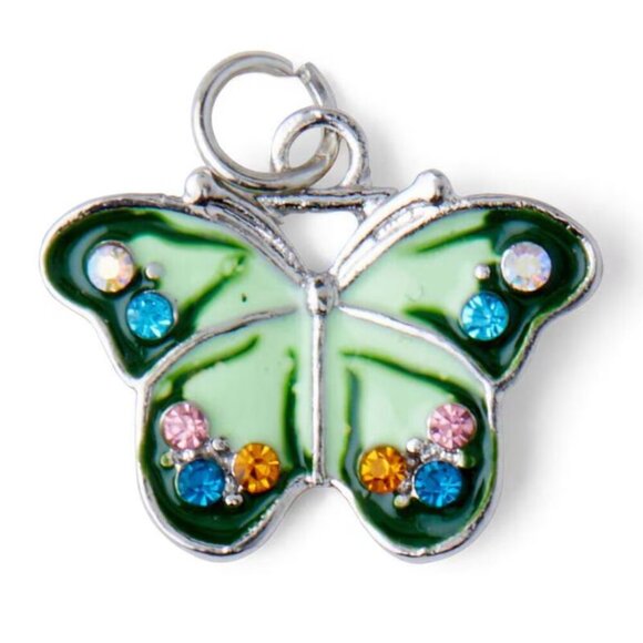 Hildie & Jo Crystal RhinestoneButterfly Pendant Silverplated Chain Necklace 18" - Picture 1 of 4